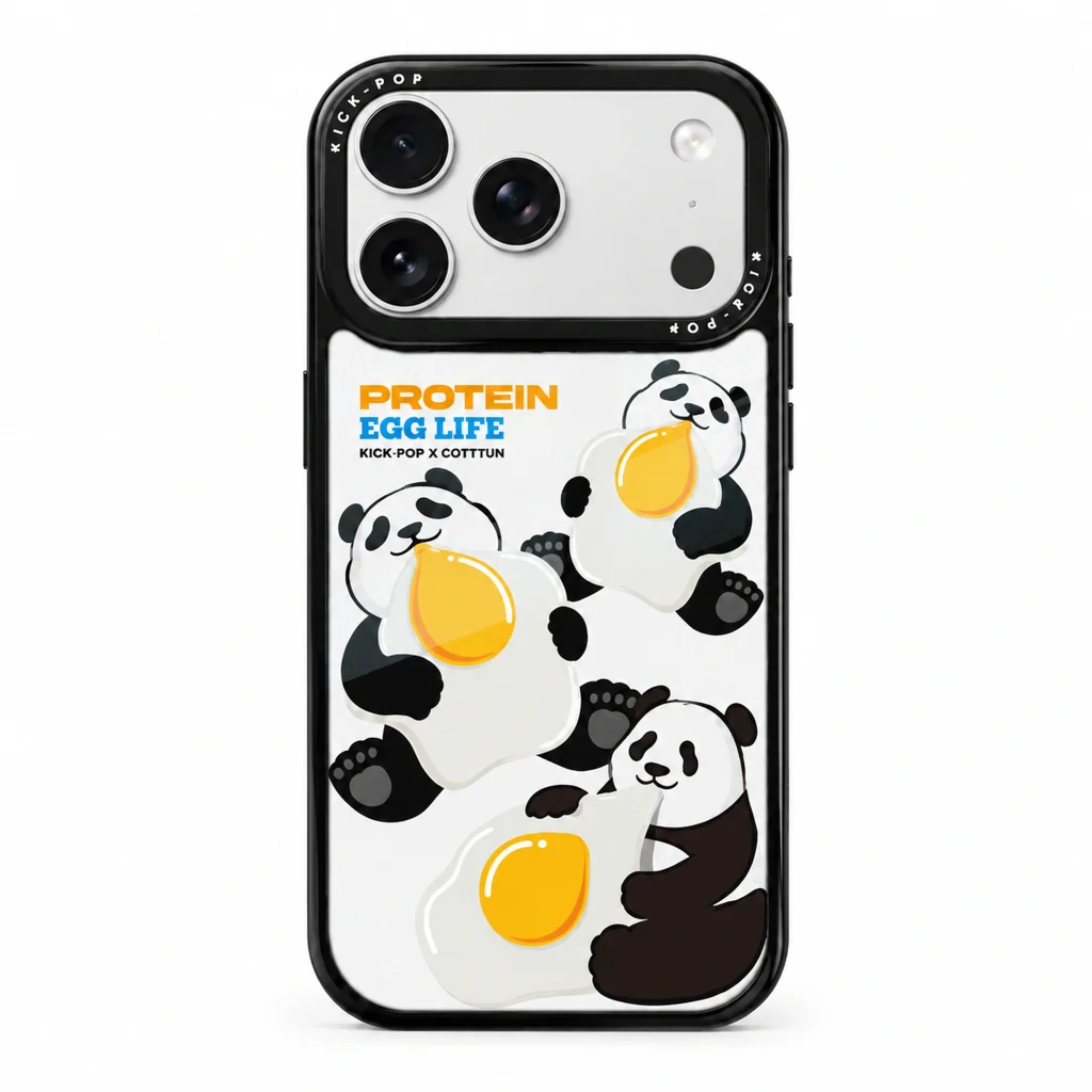 Glossy Graphic / Panda Protein — back view on a white background. AI styling visualization.