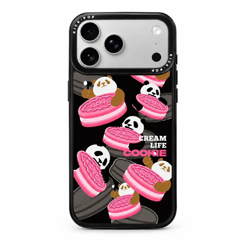 Glossy Graphic / Pink Cookie — back view on a white background. AI styling visualization.