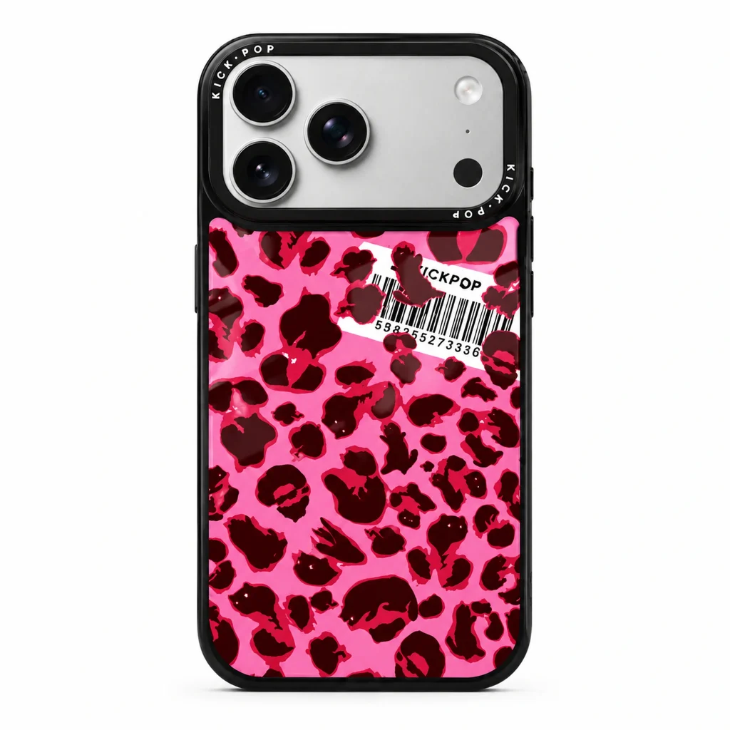 Glossy Graphic / Pink Leopard — back view on a white background. AI styling visualization.