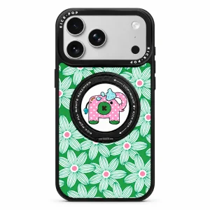 Rotating Ring / Green Daisy Pony — back view on a white background. AI styling visualization.