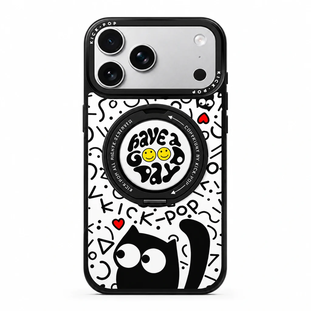 Rotating Ring / Have a Good Day — back view on a white background. AI styling visualization.