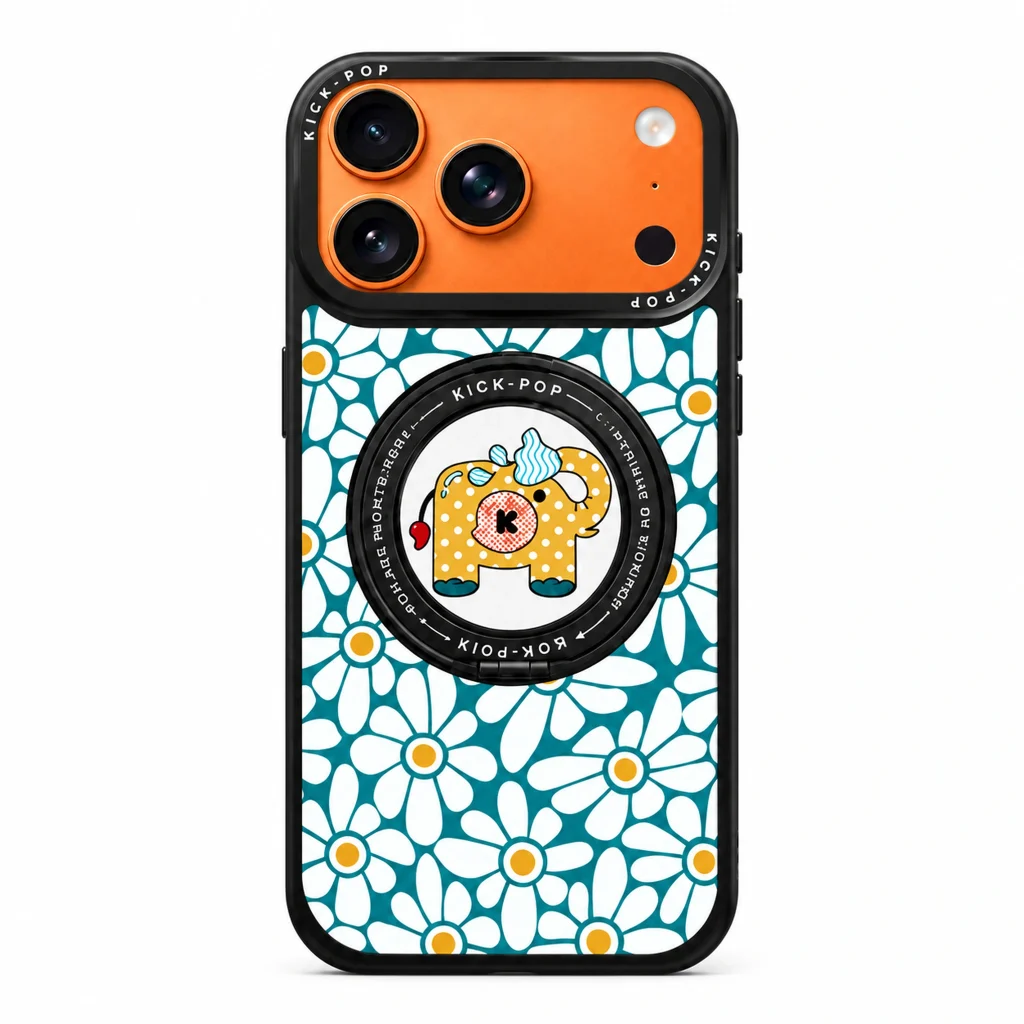Rotating Ring / Teal Yellow Pony — back view on a white background. AI styling visualization.