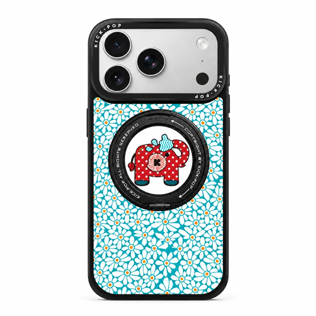 Rotating Ring / Blue Red Pony — back view on a white background. AI styling visualization.