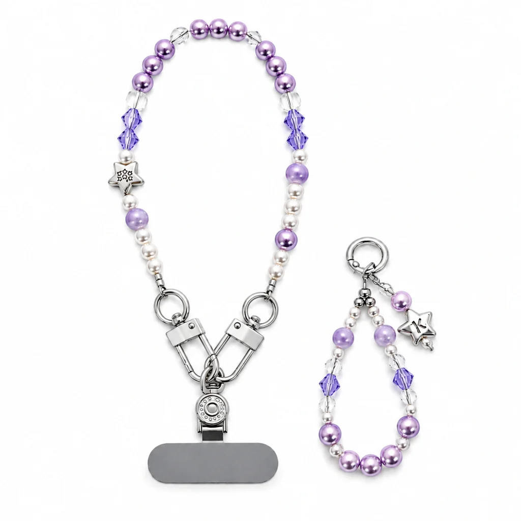 Pop Wristlet - Lilac Glow — the complete original accessory and its separate pieces on white. AI styling visualization.