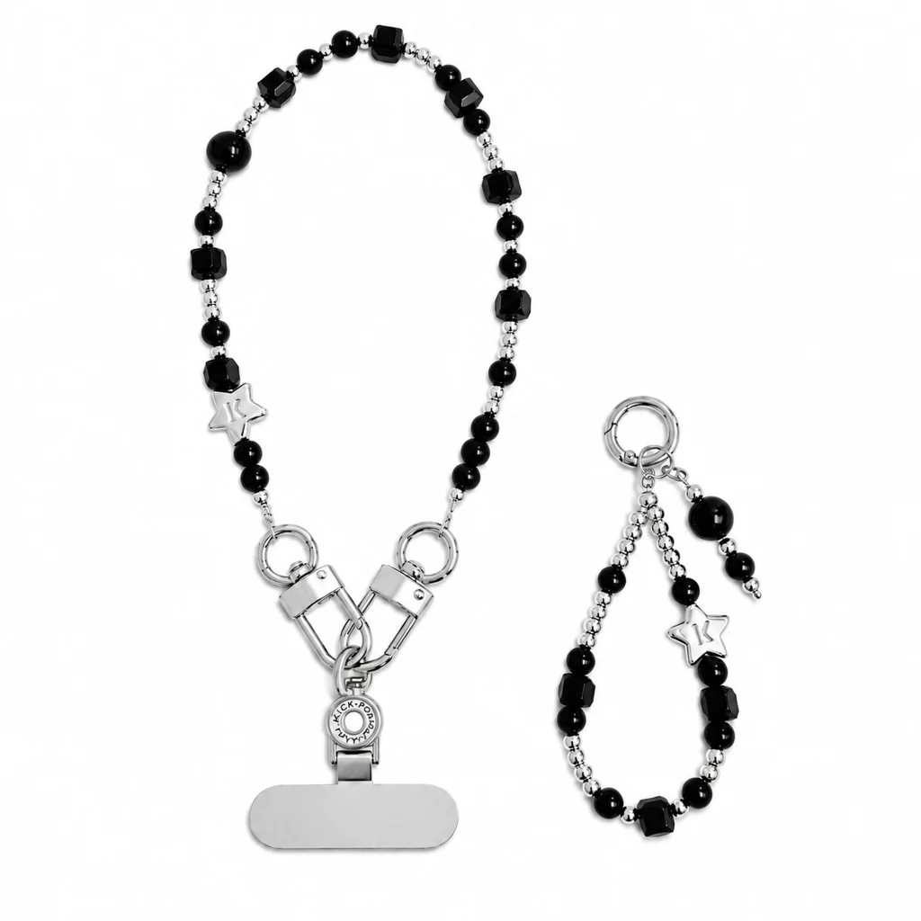 Pop Wristlet - Obsidian Star — the complete original accessory and its separate pieces on white. AI styling visualization.